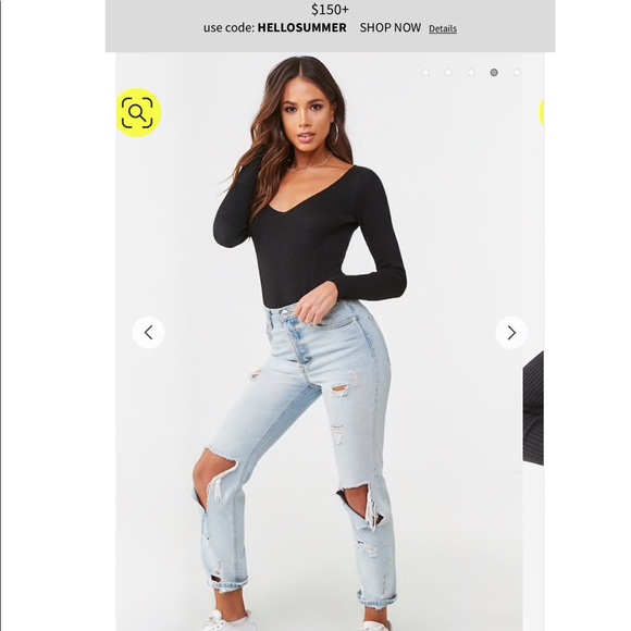 Forever 21 Ribbed V-Neck Bodysuit - Picture 4 of 5